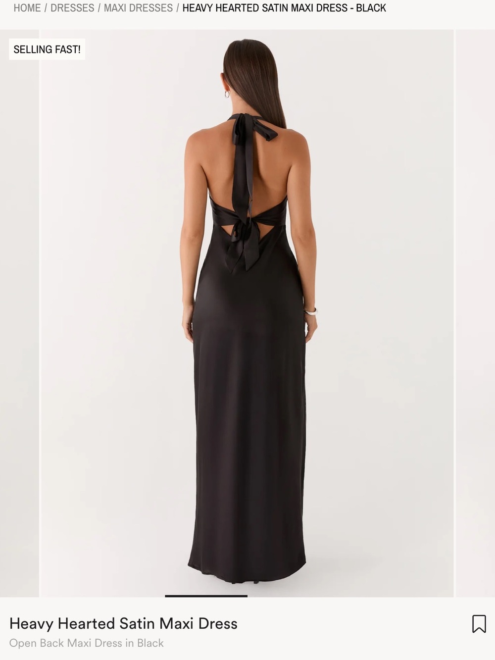 Peppermayo Black Satin Halter Maxi Dress - Picture 3 of 5